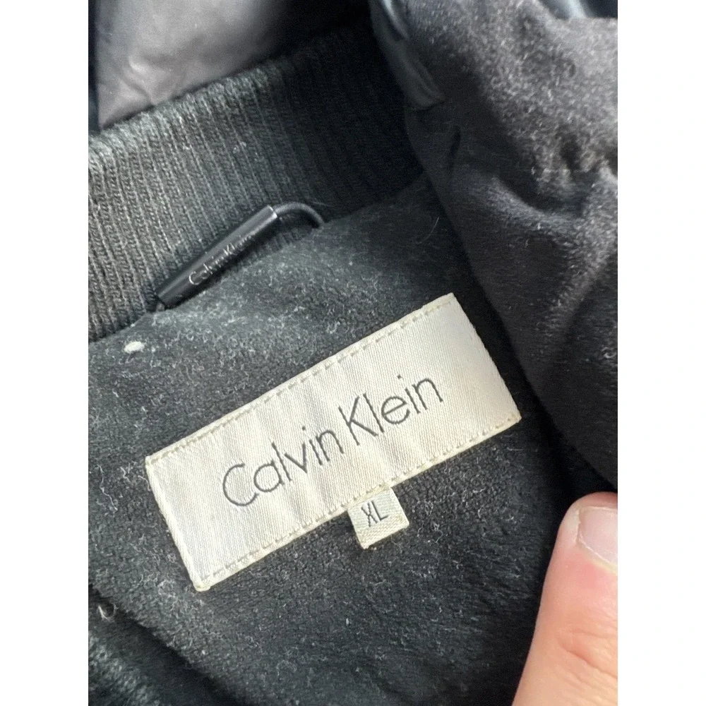 Calvin‎ Klein Jacket Mens XL Black Down Puffer Hooded Nylon Winter Warm Coat